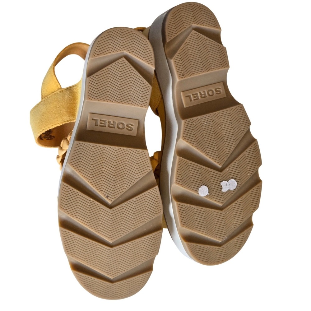 Sorel Yellow Platform Sandals Size 7 Braided Strap Suede Sporty Chic - Picture 6 of 6